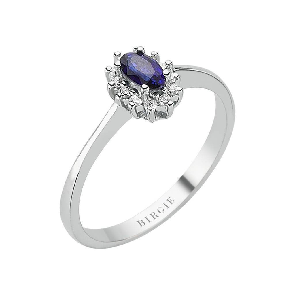 Diamond and Oval Sapphire Stone Ring