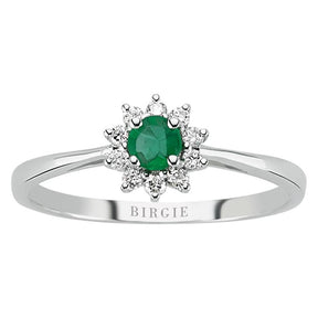 Round Cut Emerald and Diamond Entourage Ring