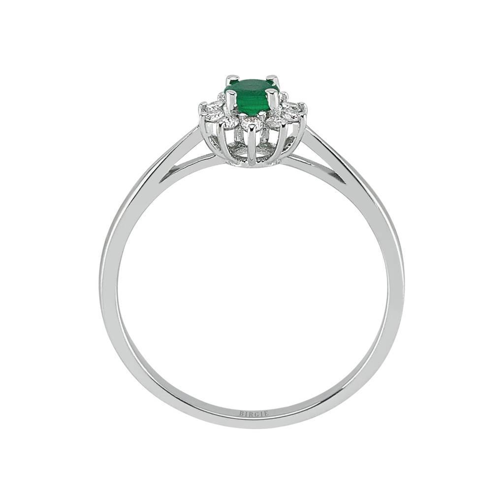 Round Cut Emerald and Diamond Entourage Ring