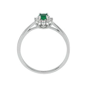 Round Cut Emerald and Diamond Entourage Ring