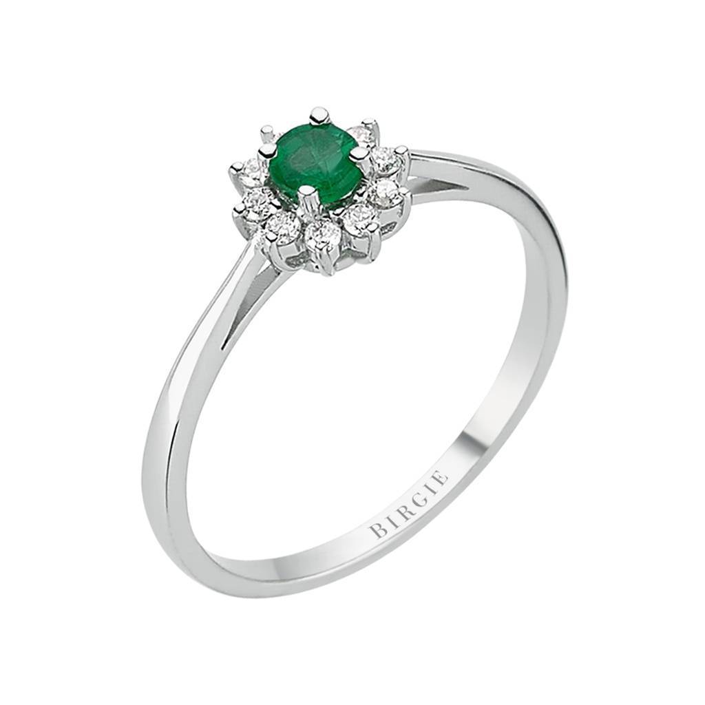 Round Cut Emerald and Diamond Entourage Ring