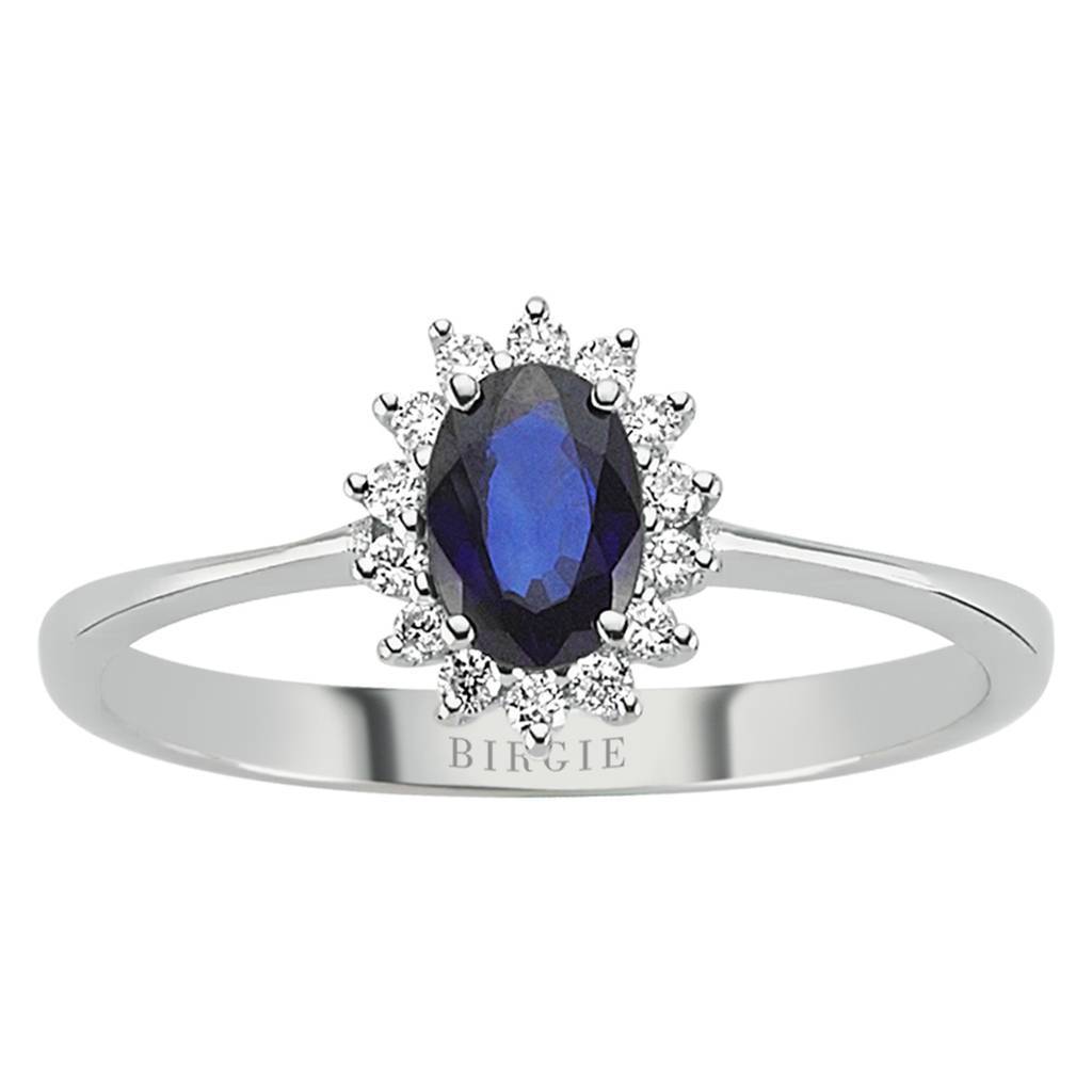 Diamond and Oval Sapphire Stone Ring