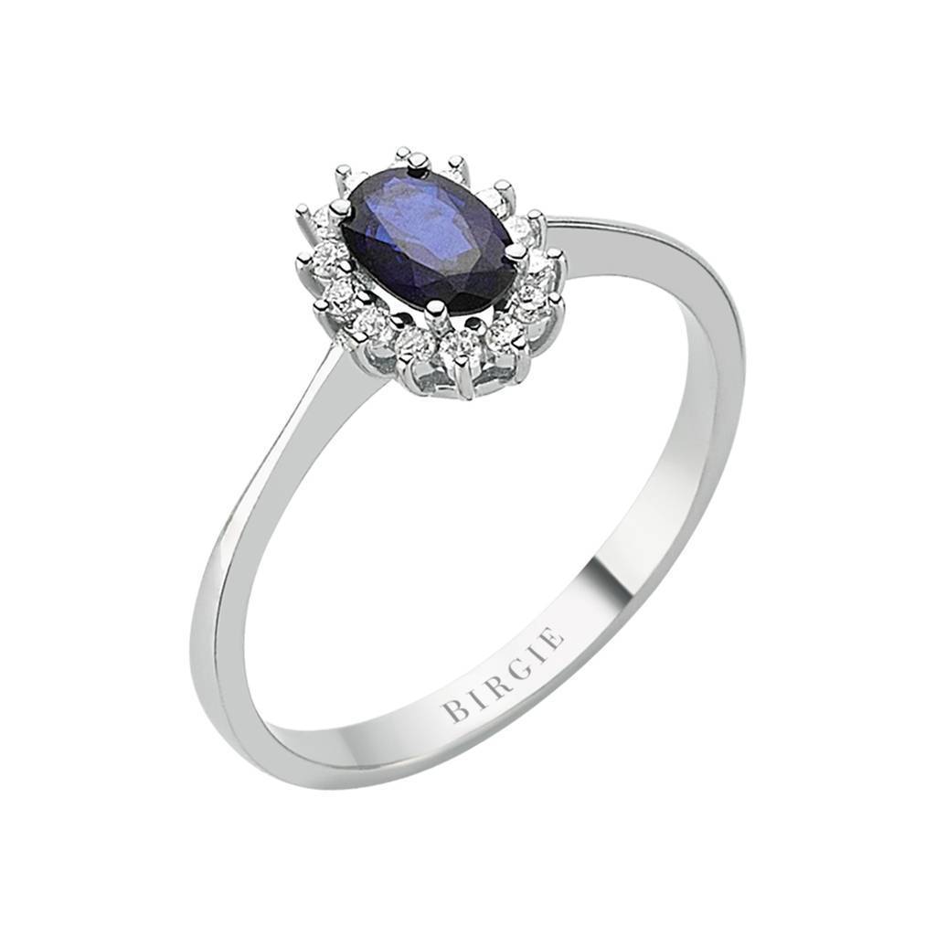 Diamond and Oval Sapphire Stone Ring