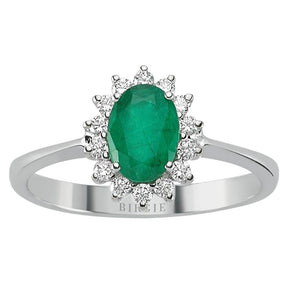 Diamond and Oval Cut Emerald Stone Ring