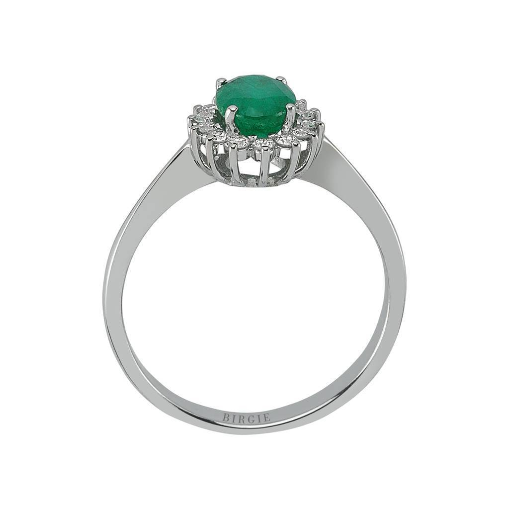 Diamond and Oval Cut Emerald Stone Ring