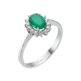 Diamond and Oval Cut Emerald Stone Ring