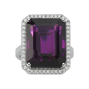 Diamond and Octagon Cut Amethyst Stone Ring