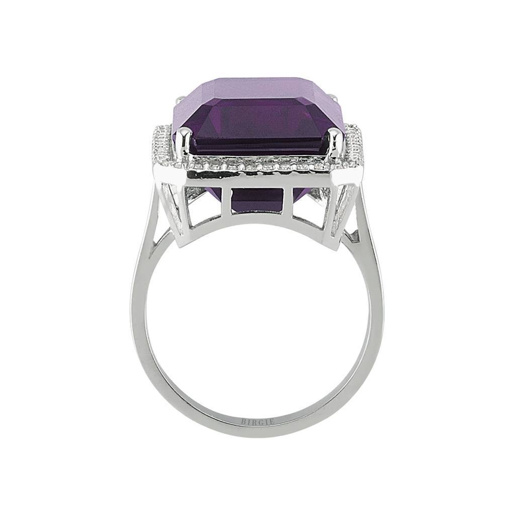 Diamond and Octagon Cut Amethyst Stone Ring