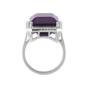 Diamond and Octagon Cut Amethyst Stone Ring