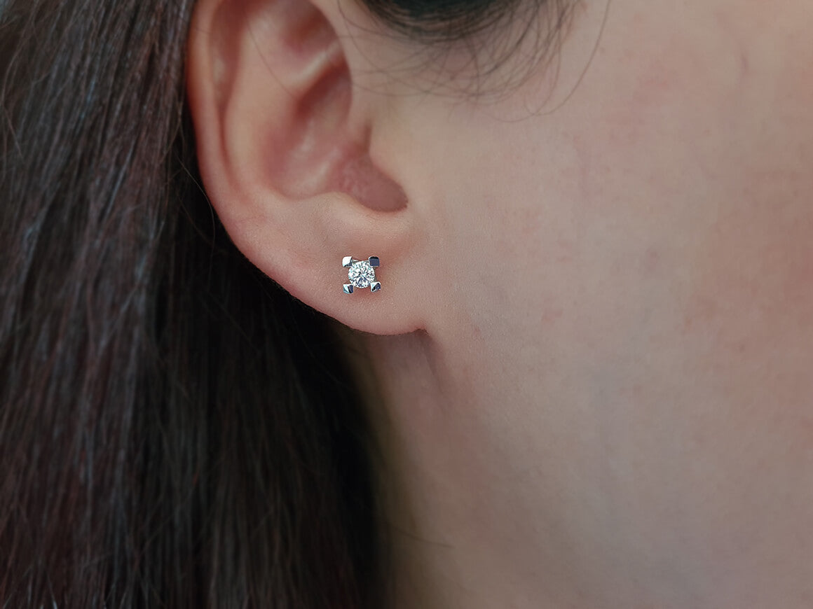 Boucles d'oreilles solitaires diamant 0,26 carat