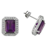 Diamant und Oktagon Amethyst Ohrstecker