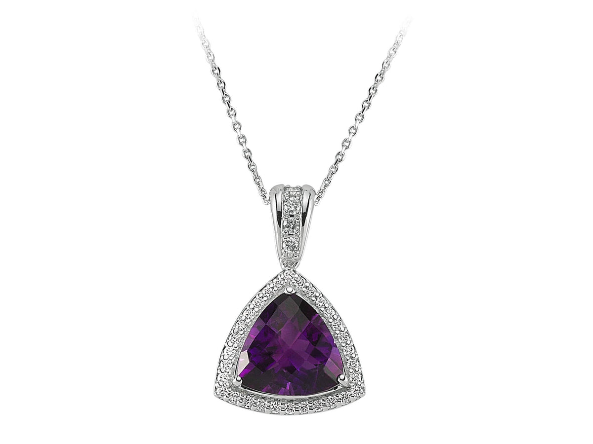 Diamant und Dreieck-Schliff Amethyst Halskette