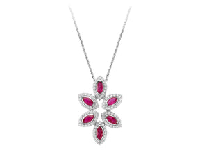 Collier diamant et rubis marquise