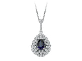 Diamant und Tropfen Saphir Halskette