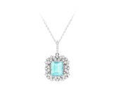 Diamant und Oktagon Aquamarin Halskette