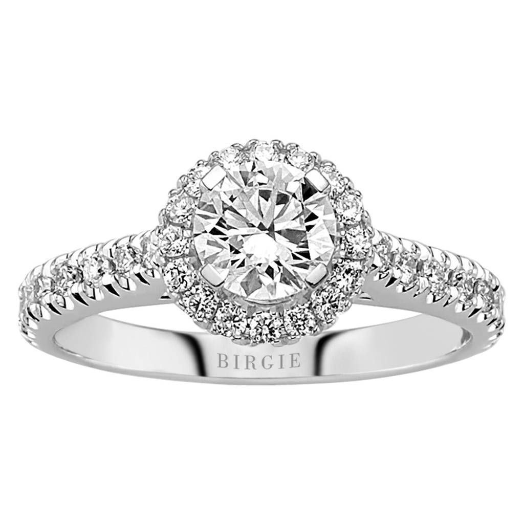 Total 1.09 Carat Diamond Halo Engagement Ring