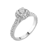 Total 1.09 Carat Diamond Halo Engagement Ring