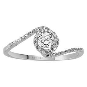 Total 0.37 Carat Diamond Halo Engagement Ring