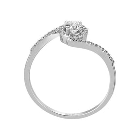 Total 0.37 Carat Diamond Halo Engagement Ring