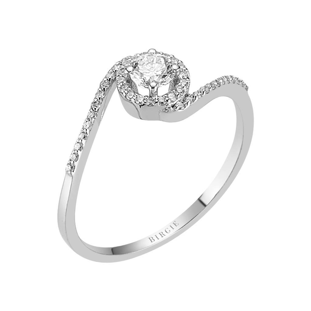 Total 0.37 Carat Diamond Halo Engagement Ring