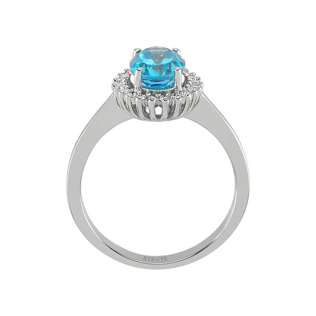 Diamond and Oval Cut Blue Topaz Stone Ring