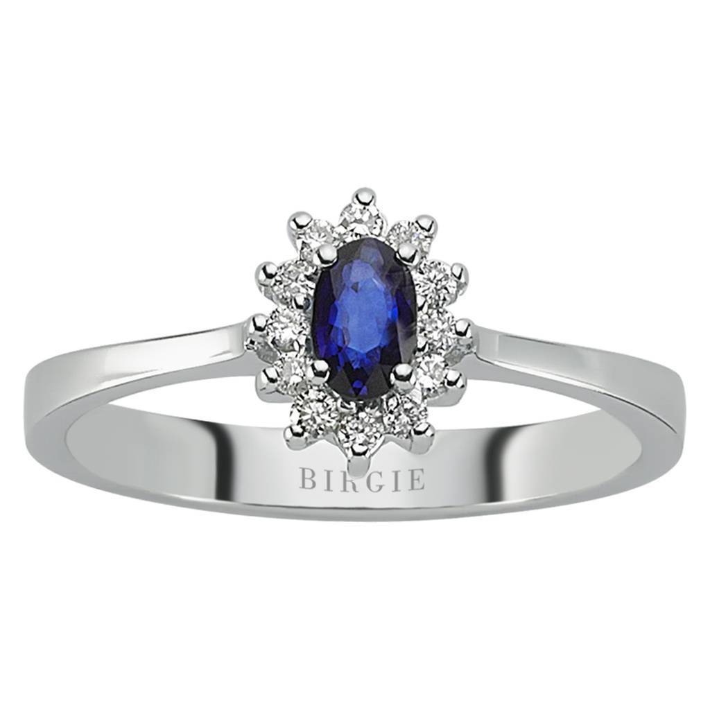 Diamond and Oval Sapphire Stone Ring