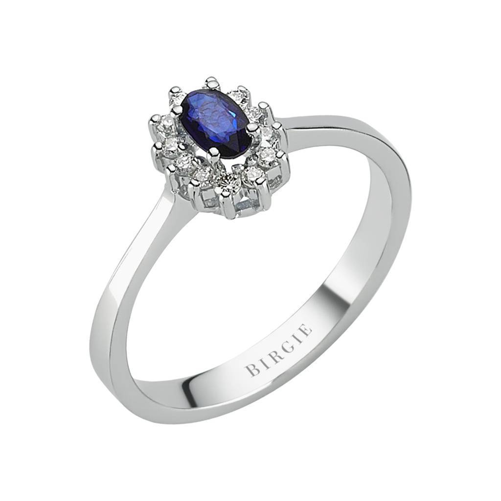 Diamond and Oval Sapphire Stone Ring