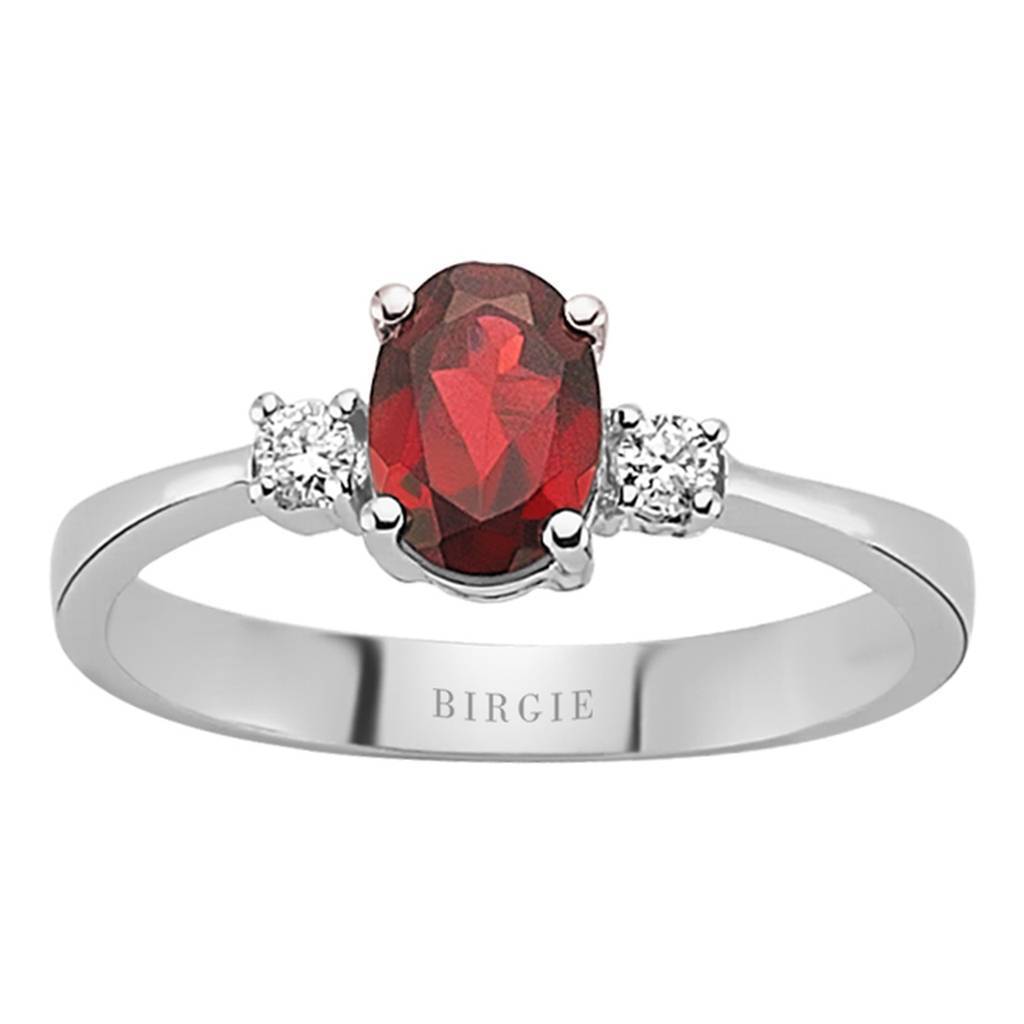 Diamond and Oval Garnet Stone Ring