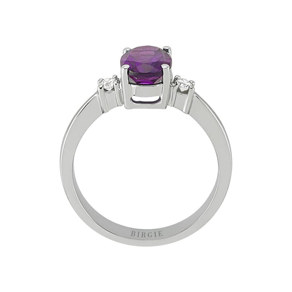 Diamond and Oval Amethyst Stone Ring