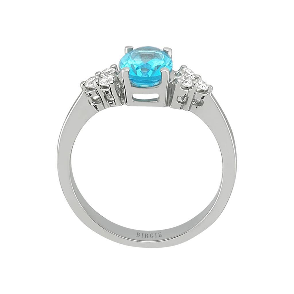 Diamond and Oval Blue Topaz Stone Ring