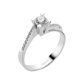 Total 0.46 Carat Diamond Halo Engagement Ring