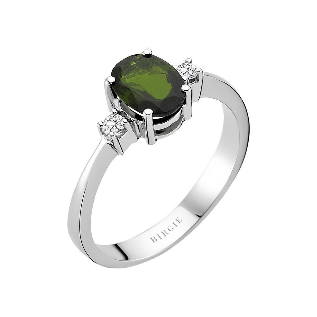 Oval Cut Tourmaline and Diamond Ring