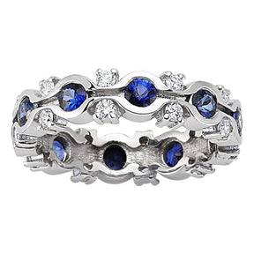 Half Channel Set Eternity Sapphire and Diamond Ring