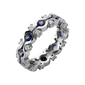 Half Channel Set Eternity Sapphire and Diamond Ring