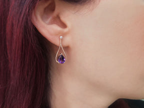 Diamant und Tropfen Amethyst Ohrhänger