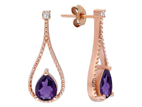 Diamant und Tropfen Amethyst Ohrhänger