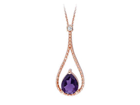 Diamant und Tropfen Amethyst Halskette