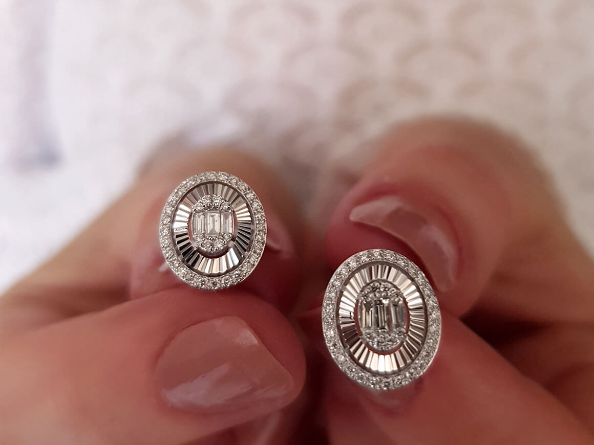 0,40 Gesamtkarat Diamant Baguette Ohrstecker