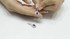 Diamant und Oval Amethyst Ohrhänger