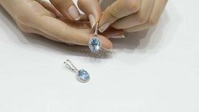 Diamany und Oval Blauer Topas Ohrhänger