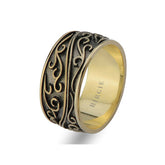 Floral Design Yellow Gold Wedding Band