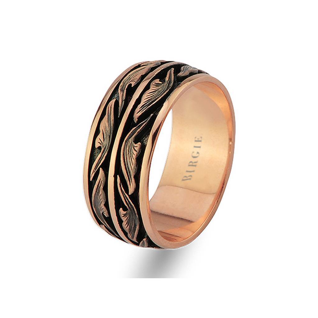 Leaf Design Rose Gold Wedding Band