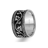 Leaf Design White Gold Wedding Band w/Diamonds