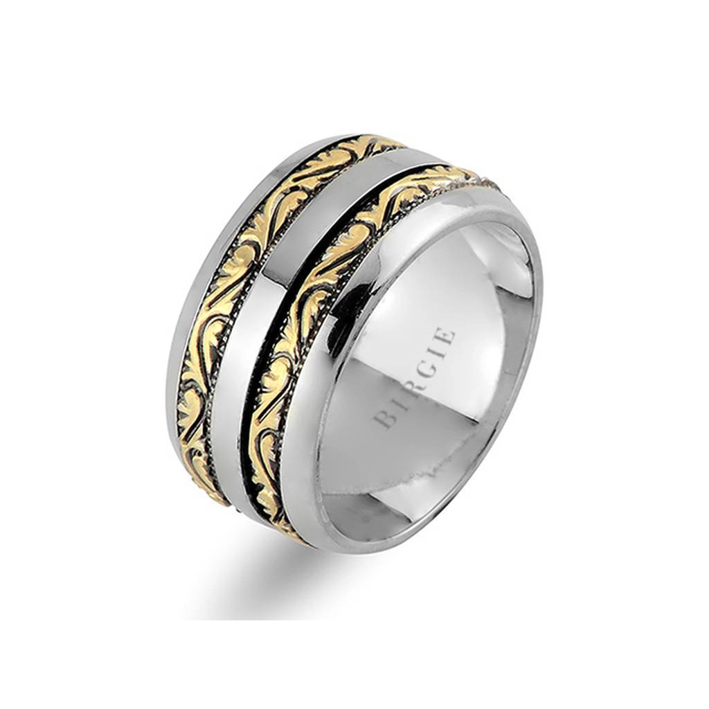 Yellow and White Gold Vintage Wedding Band - Birgie Diamant | Fine Jewellery - Diamant & Edelstein Schmuck