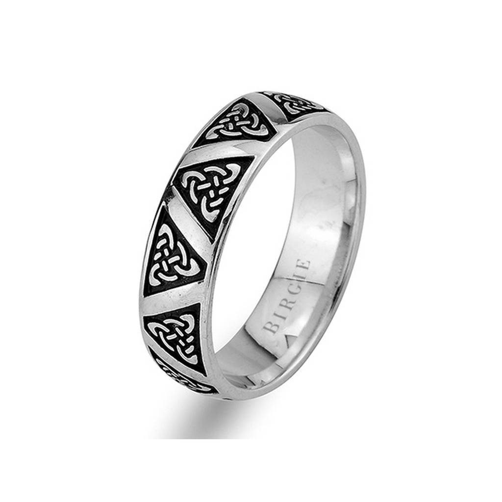 Tribal Design White Gold Wedding Band