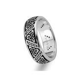 Tribal Design White Gold Wedding Band w/ Diamonds