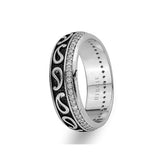 Drop Design White Gold Wedding Band w/ Diamonds