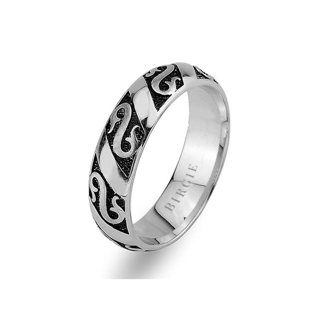 Antique Design White Gold Wedding Band