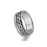 Chain Design White Gold Wedding Band w/ Diamonds