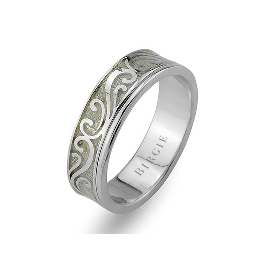 Floral Design White Gold Wedding Band